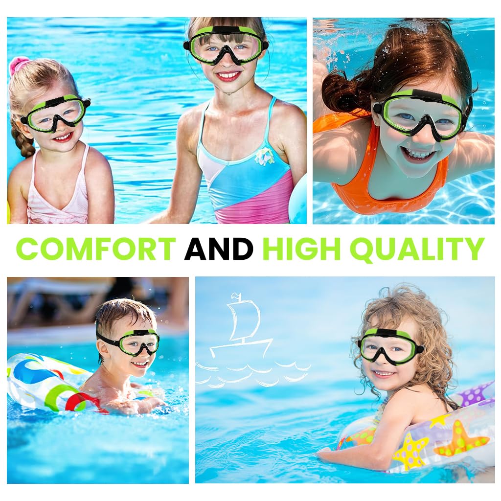 Zibuyu Swimming Goggles for Kids Ages 6–14 with Wide View and Anti-Fog UV Protection | Adjustable Silicone Frame