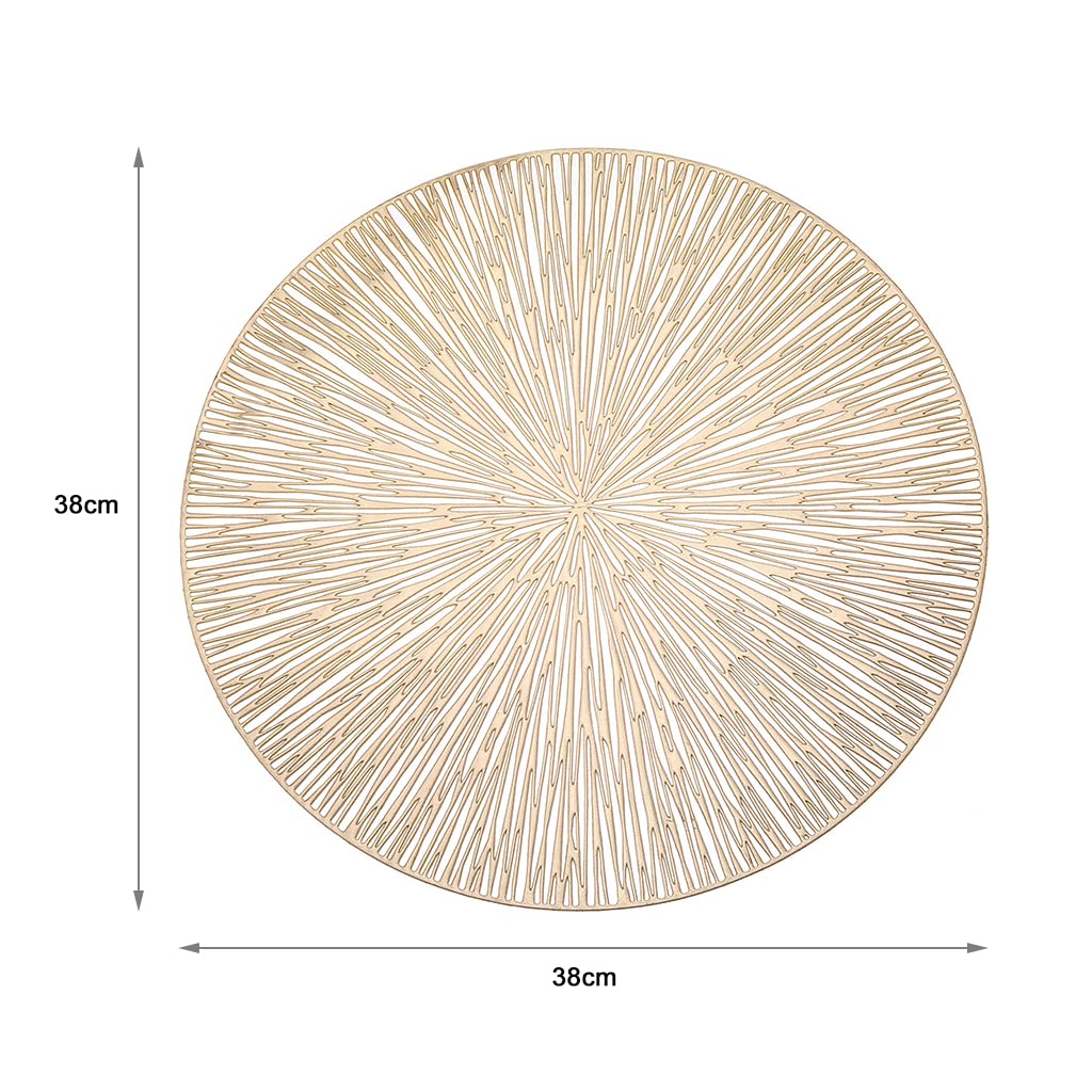 HASTHIP Placemats for Table Decoration with Anti Slip Strip Design 2pcs 38cm PVC Gold and Silver | Perfect for Dining and Banquets