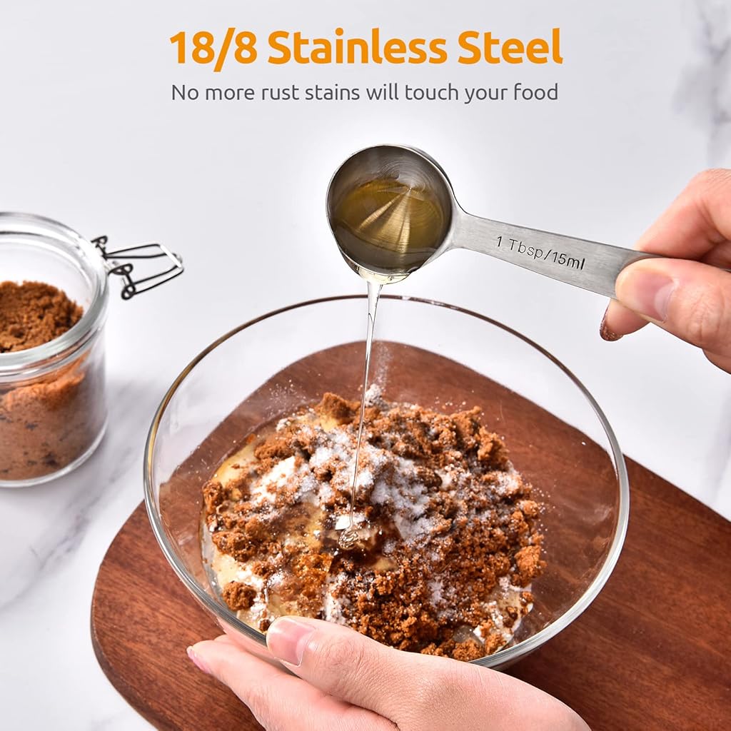 ZIBUYU® Measuring Spoons Set Stainless Steel for Baking Precisely Cooking Measurement Kitchen Set of 6 3PCS