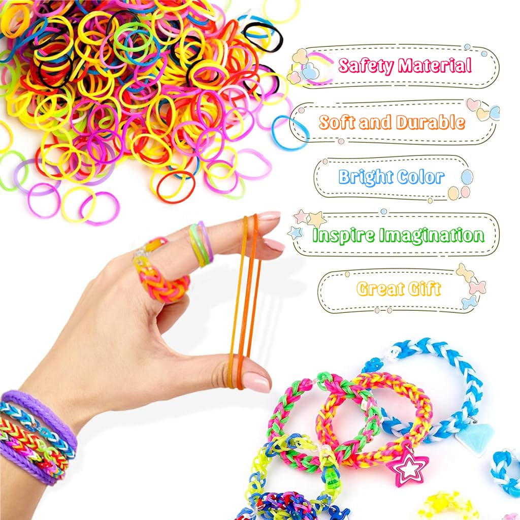 PATPAT Loom Bands Kit for Kids with 2500pcs Rubber Bands and Braiding Tools | DIY Bracelet Making Set