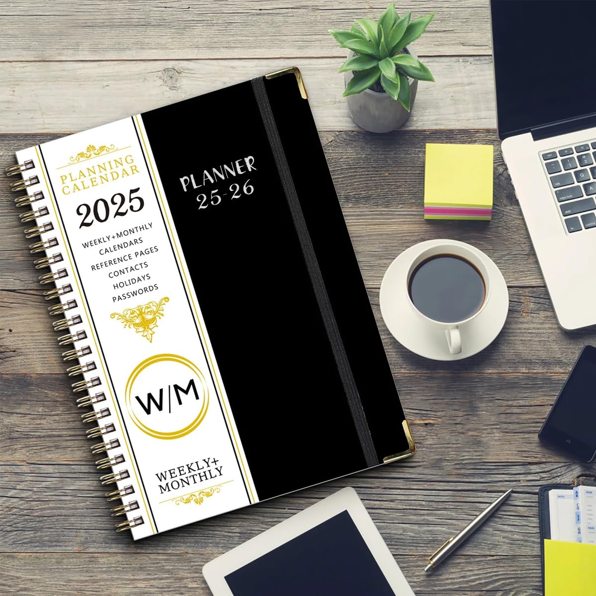 Climberty Academic Planner for 2025–2026 with Double Binding and Black Cover | 9×11 A4 Diary
