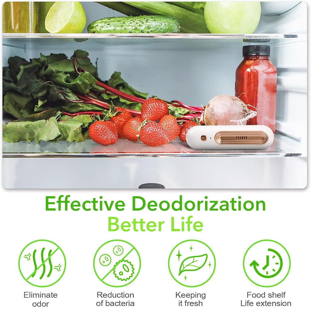 HASTHIP® Mini Fridge Deodorizer USB Deodorizer with Purple Light Sterilization Refrigerator Odor Eliminator for Fridge, Kitchen, Closet, Room, Pet House, Car