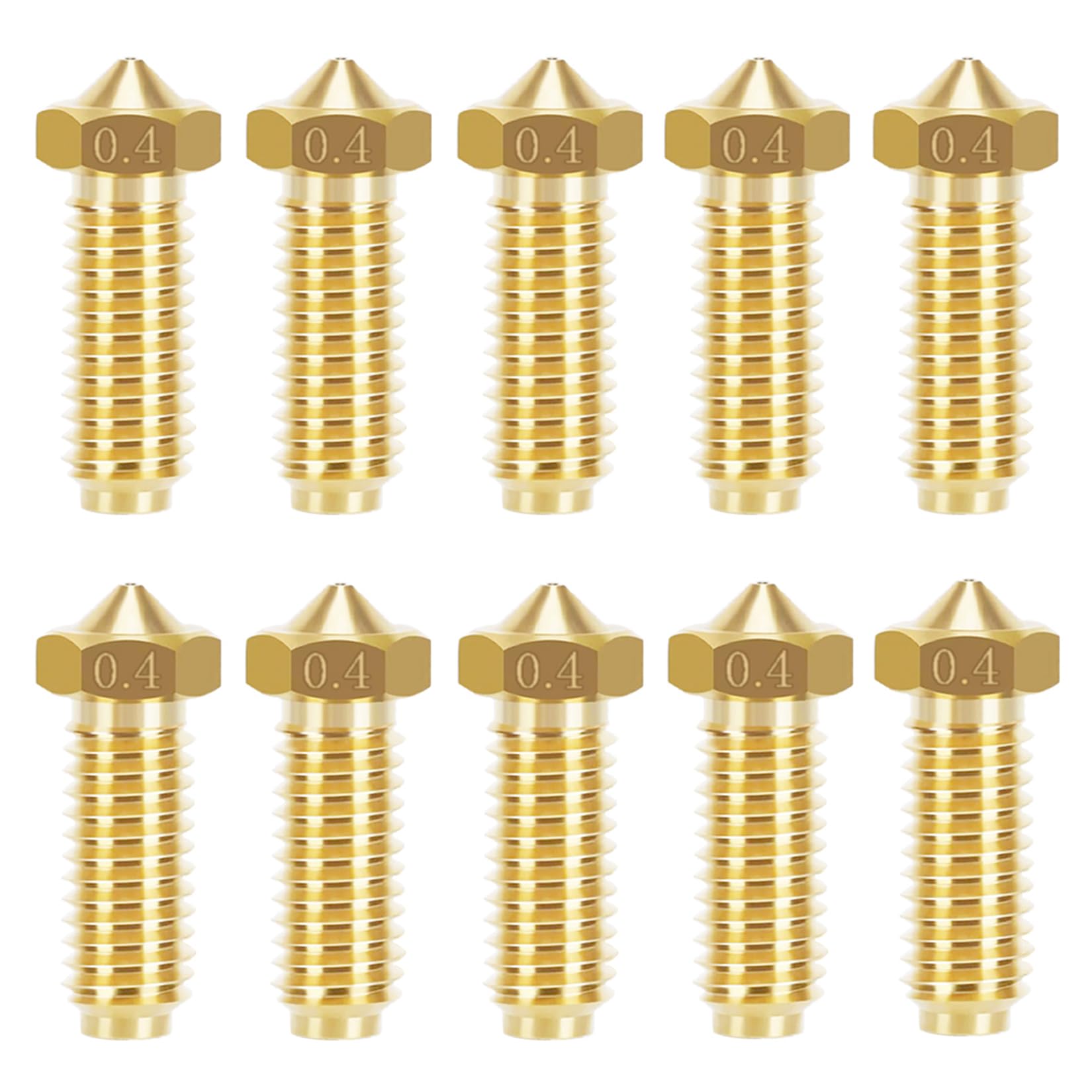 Serplex® 10PCS Brass Nozzles for Anycubic Kobra 2,3D Printer Parts 10PCS 0.4mm Nozzles Kit for Kobra 2,Neo Pro Plus Max-Gold