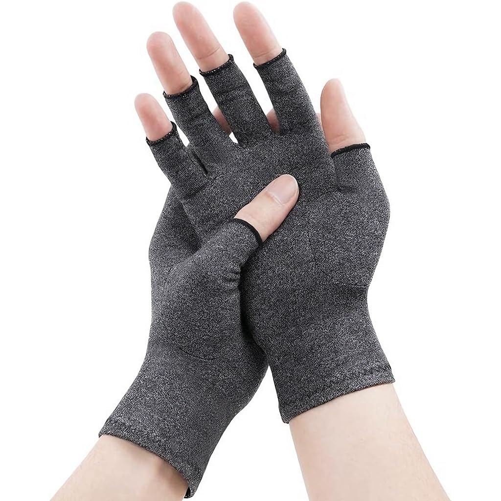 Zibuyu Arthritis Compression Gloves for Pain Relief with Ergonomic Fingerless Fit | Bamboo Fabric Comfort for Day and Night Use