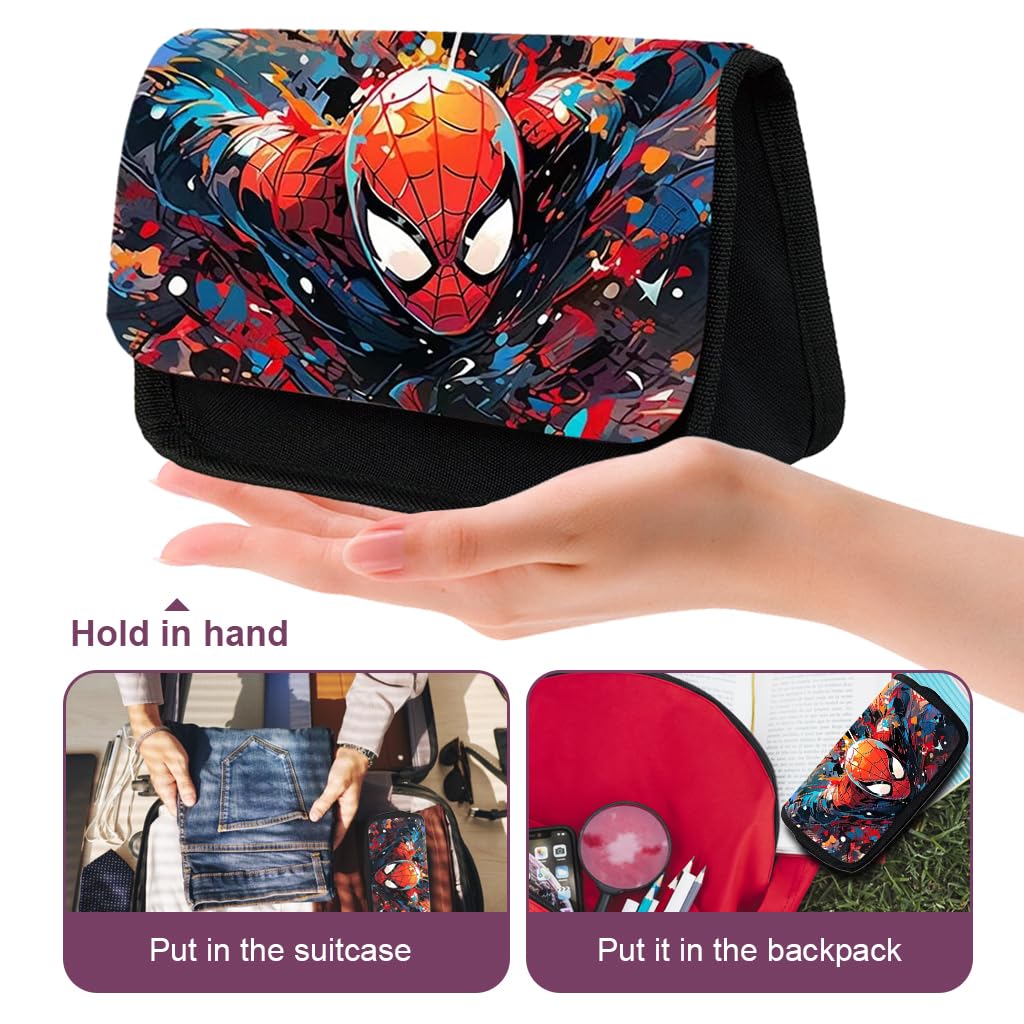 Climberty Spiderman Pencil Case for Students with Double Zipper 22×7.5×13cm Polyester | Red