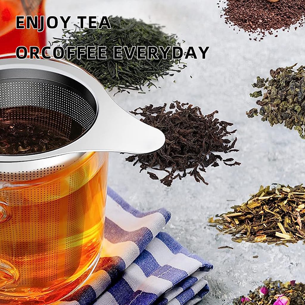 Supvox Tea Infuser for Loose Leaf Brewing with Lid and Dual Handles 5.1 in Stainless Steel Mesh | Fits Cups and Teapots