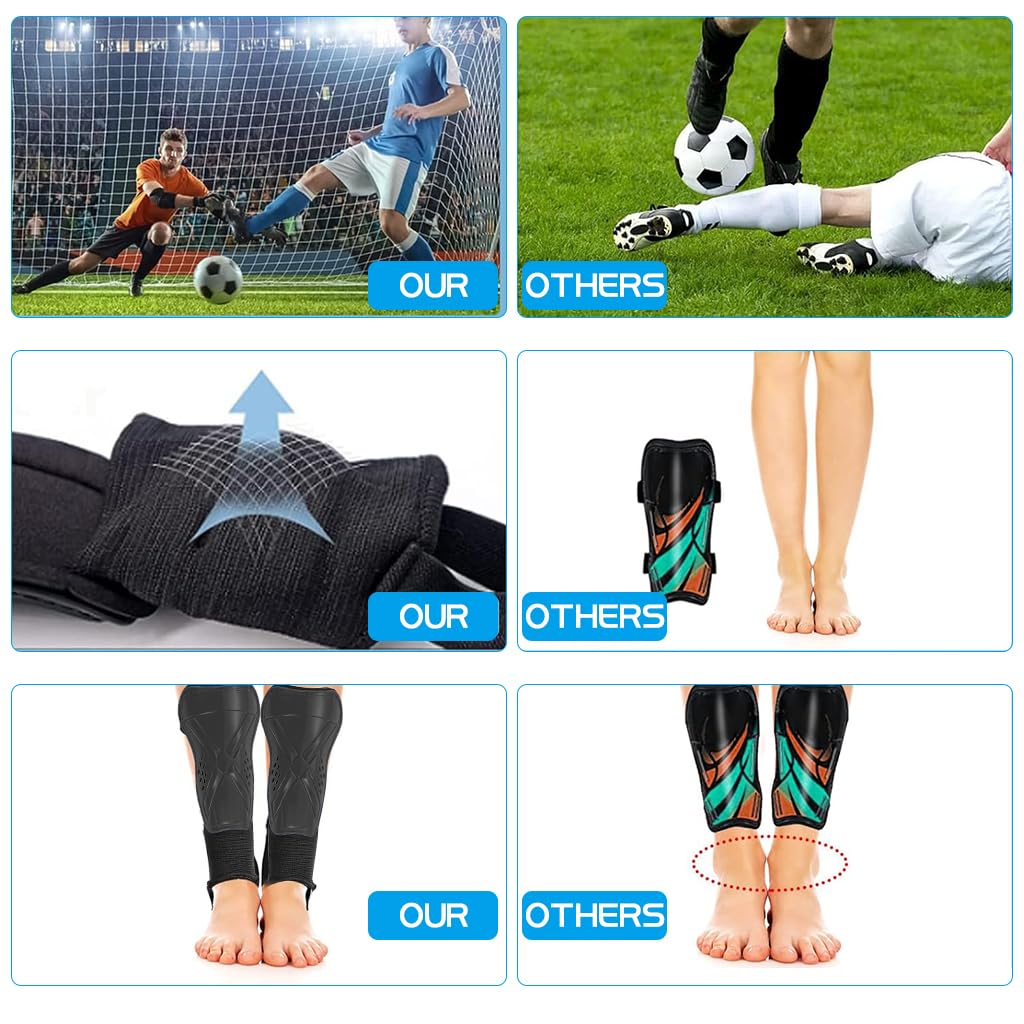 Proberos Football Shin Guard for Kids with EVA Cushioning & Ankle Support | Adjustable Fit 8–13 in