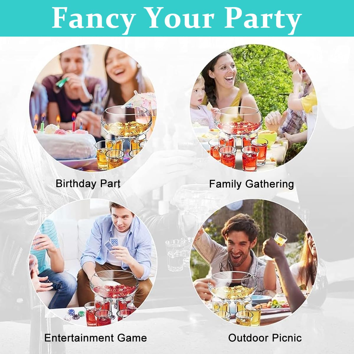 HASTHIP Acrylic Liquor Dispenser Set for Parties with 32oz Capacity and 6 Cup Outlets | Clear Acrylic Bar Accessory