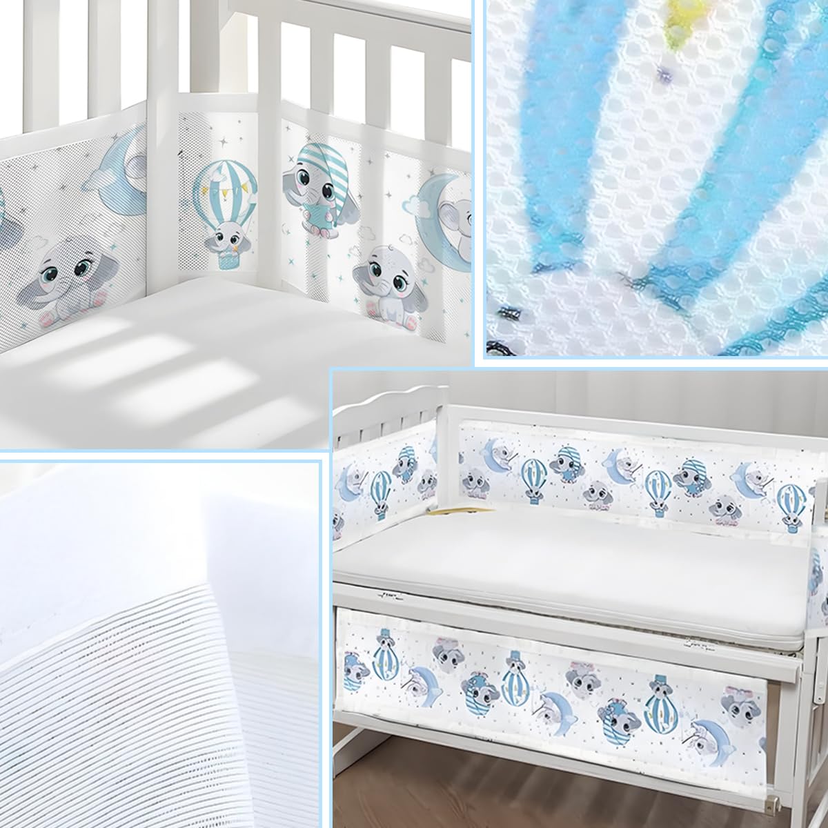 SNOWIE SOFT Crib Liner for Safe Baby Sleep featuring Breathable Mesh and 160x30 cm Fit | Soft Protective Fence Guard