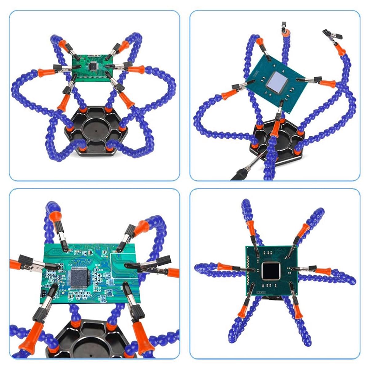 Serplex Soldering Station for Assembly and Repair with 6 Flexible Arms Metal Base | Helping Hands Tool for Crafts and Electronics