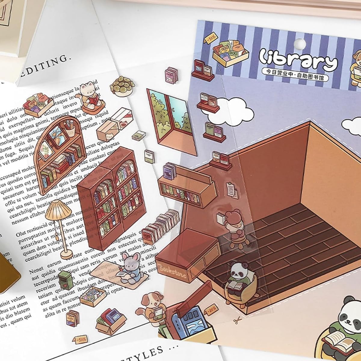 HASTHIP 3D House Stickers for DIY Scene Crafts with Tweezer featuring PET Material | 4 Pcs Set