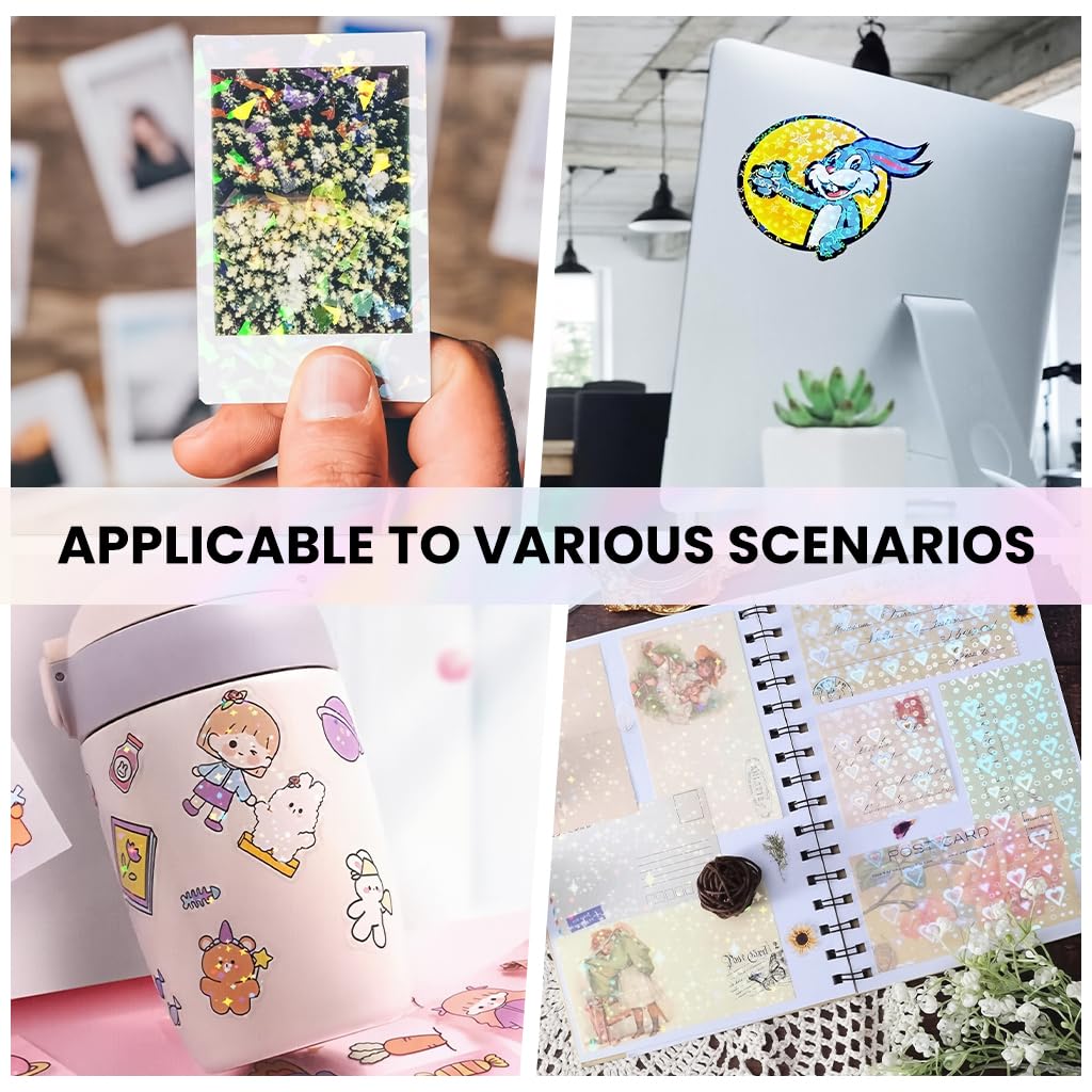 OFIFO Holographic Vinyl Sticker Paper for DIY Crafts with 36 A4 Sheets | Waterproof and Self Adhesive