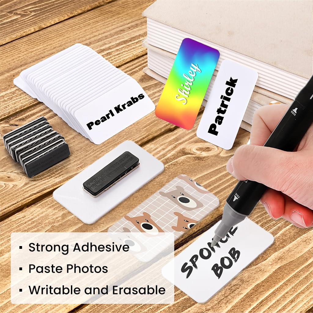 OFIFO Magnetic Name Badges 15 Pcs for Offices and Events with Self Adhesive Magnets 3x1.5 in