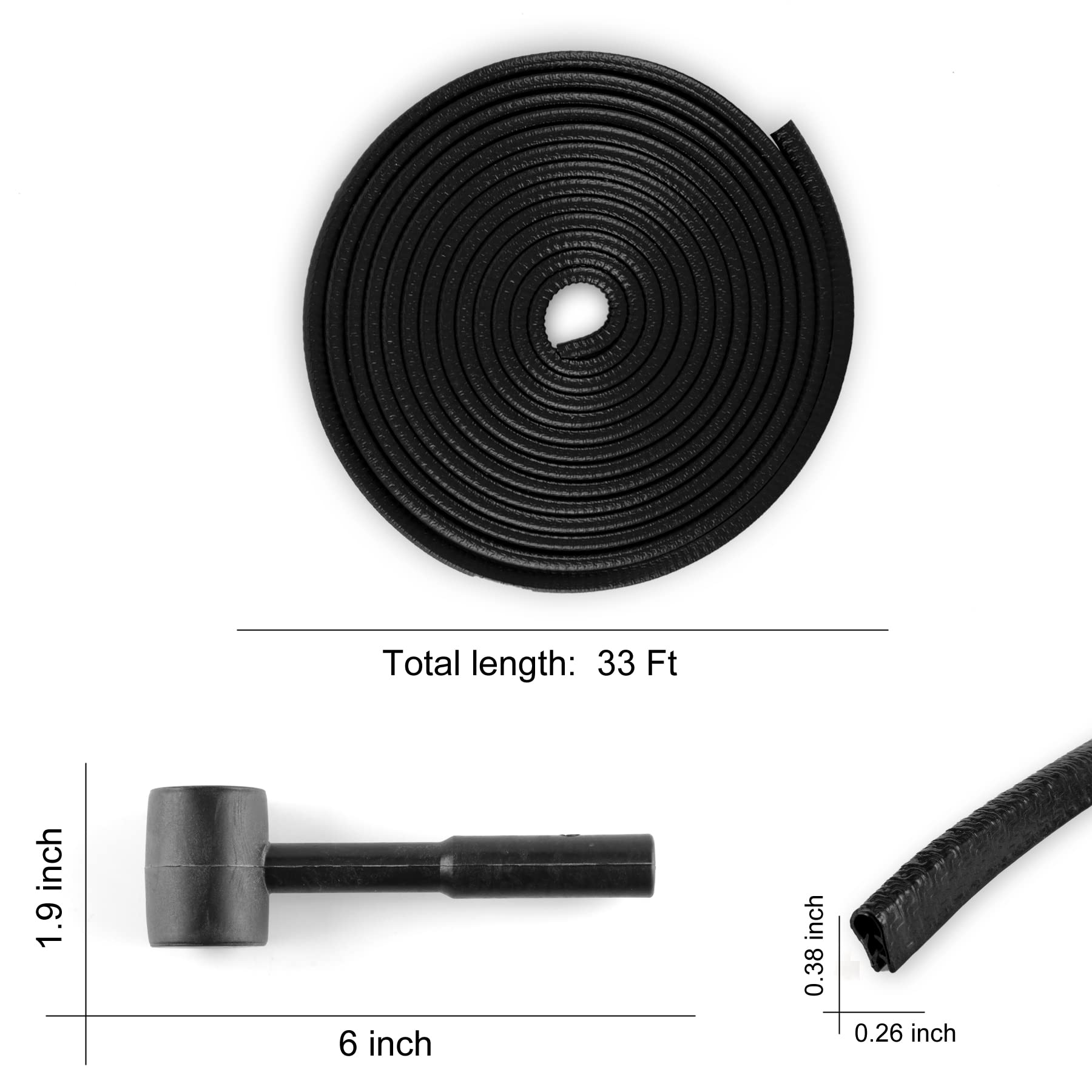 ZORBES Car Door Edge Guard for Cars and Trucks with Metal Sheet Fit | 33ft PVC Rubber Protection Strip