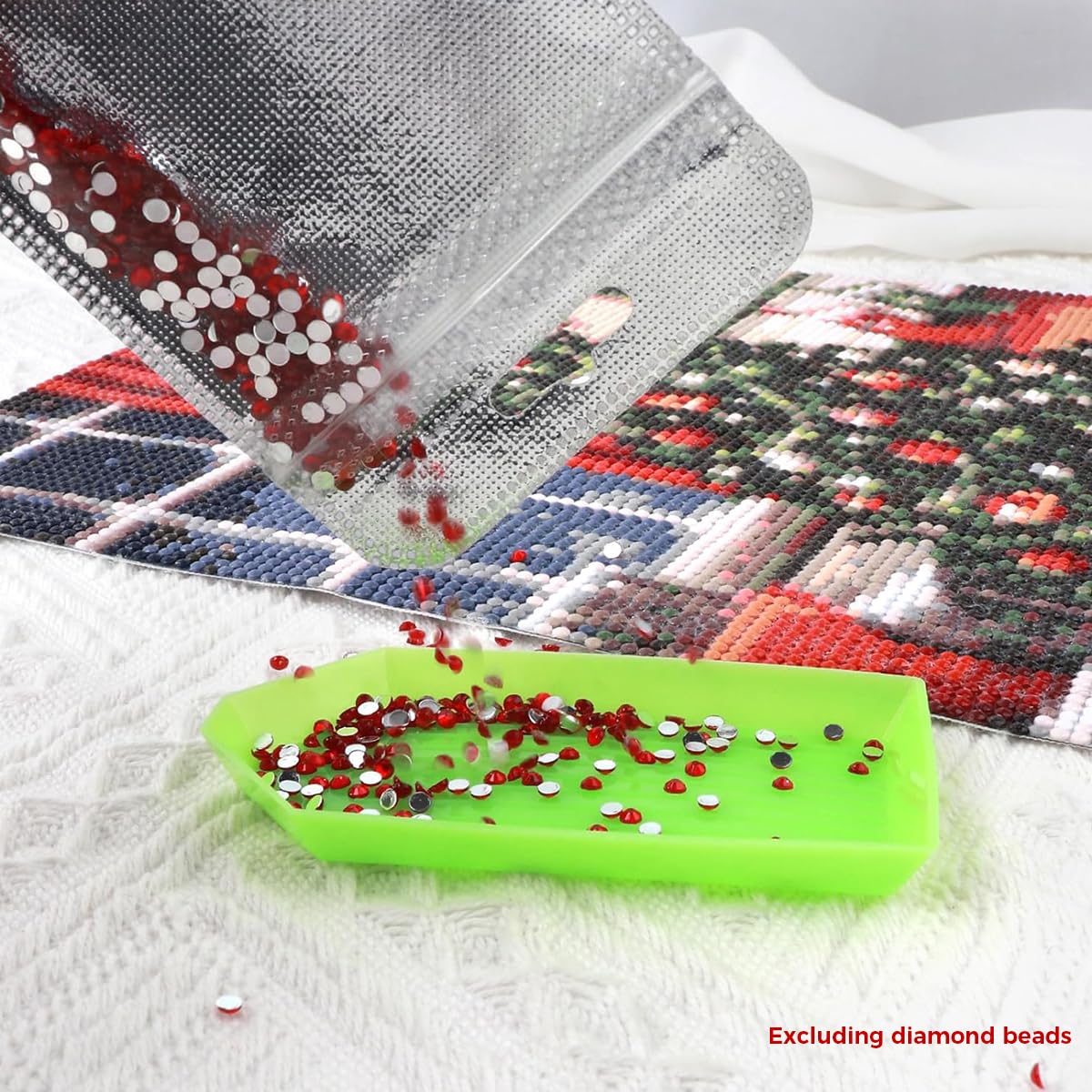 HASTHIP Diamond Pouches for Craft and Jewelry Storage with Ziplock and Clasp Ring | 50 Pcs Clear Non‑Woven Bags