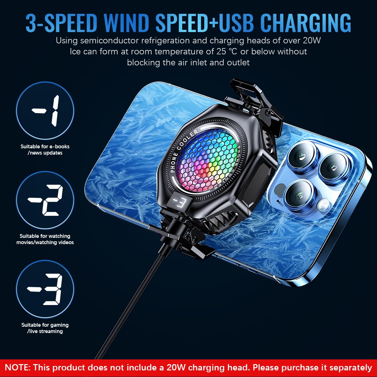 ZORBES Phone Cooler for Gaming with 9 Blade Fan and Semiconductor Cooling | RGB LED Design