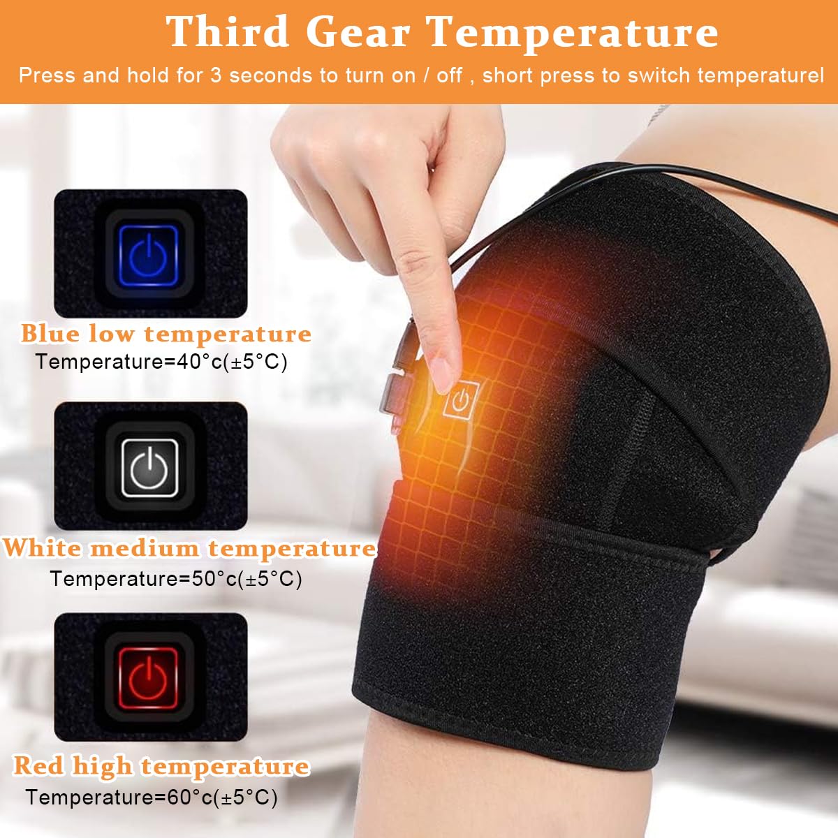 HANNEA® Electric Heating Pad for Knee Pain Relief USB Portable Heat Pad Knee Wrap Heating Belt Hot pad for Winters with 3 Temperature Control for Joint Soreness, Swelling, Cramps, Rheumatism