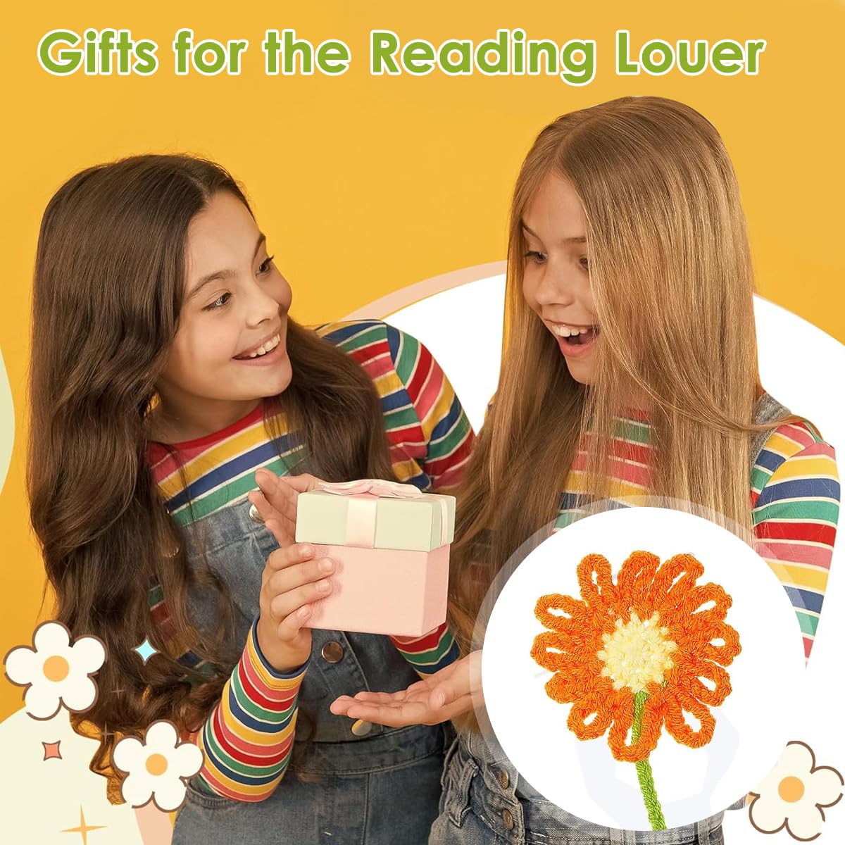 OFIFO Crochet Flower Bookmarks Set for Reading and Study with Handmade Daisy Design | 4Pcs