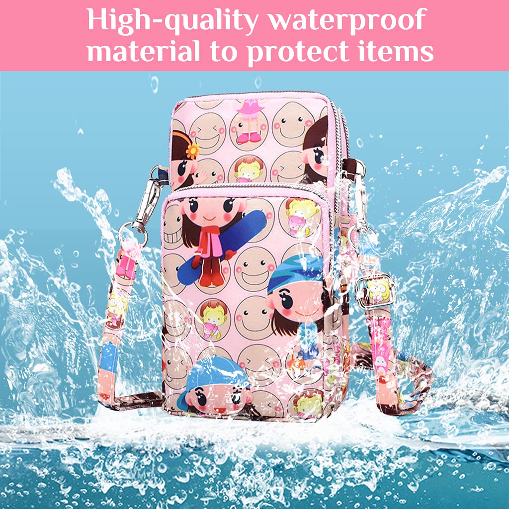 PALAY Women Crossbody Sling Bag for Daily Use featuring 3 Layers 19×10×6cm | Pink Nylon