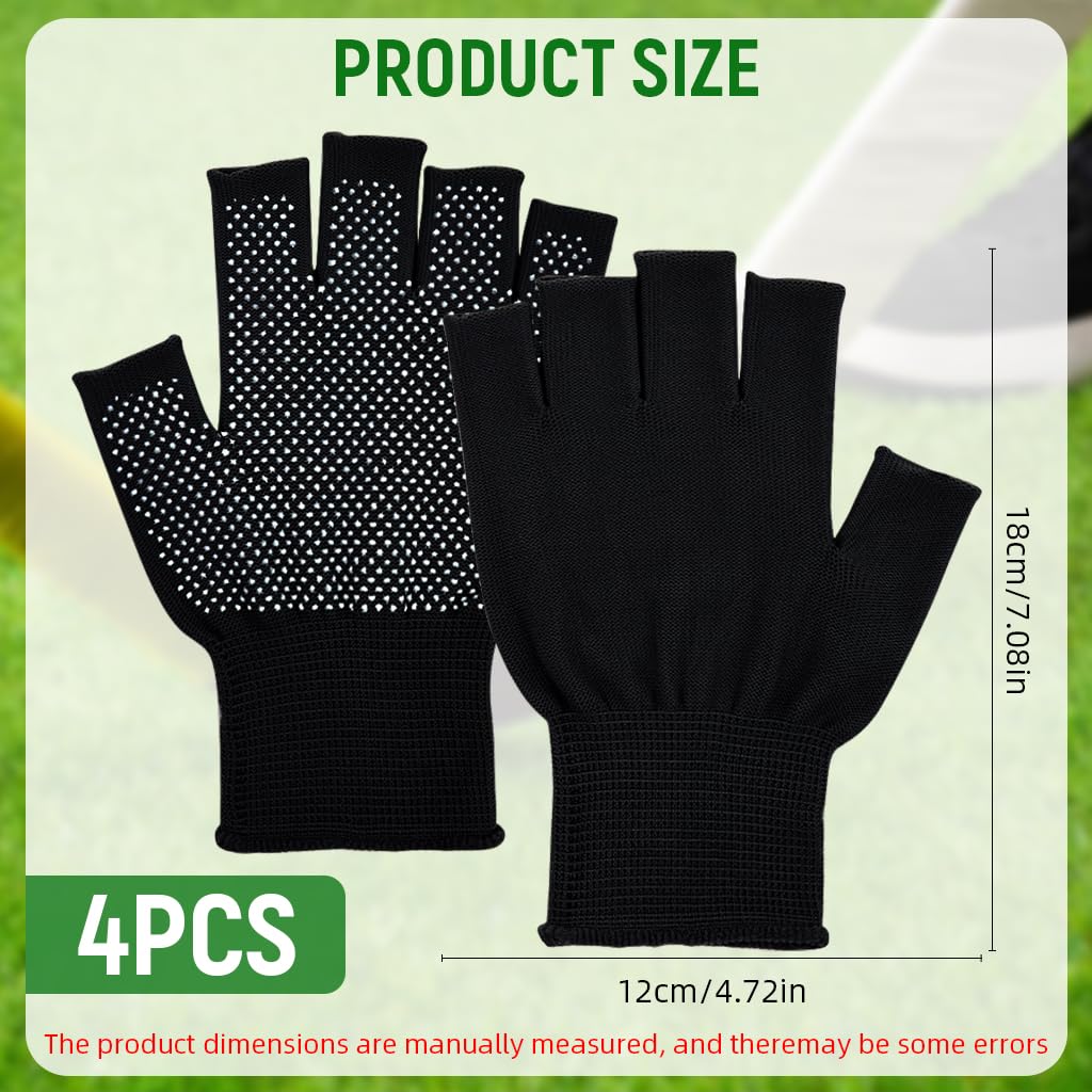 PROBEROS Work Gloves for Repair and Cycling featuring Silicone Anti Slip Palm | 4 Pairs Breathable Cotton Half Finger Design