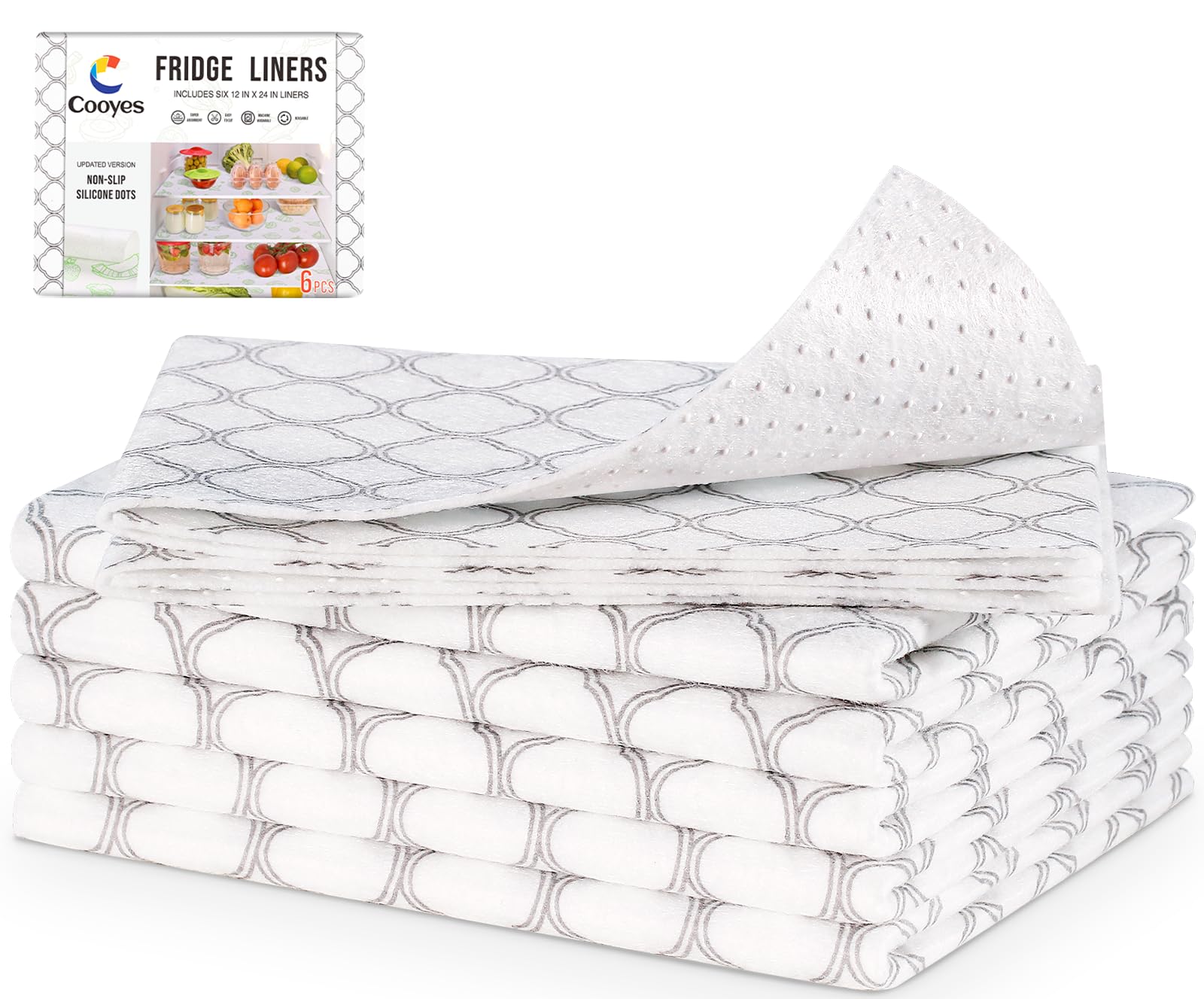 Supvox® 2-in-1 Fridge Mats and Fresh-Keeping Shelf Liners, Absorbs Excess Moisture, BPA-Free,6 Pack, 12