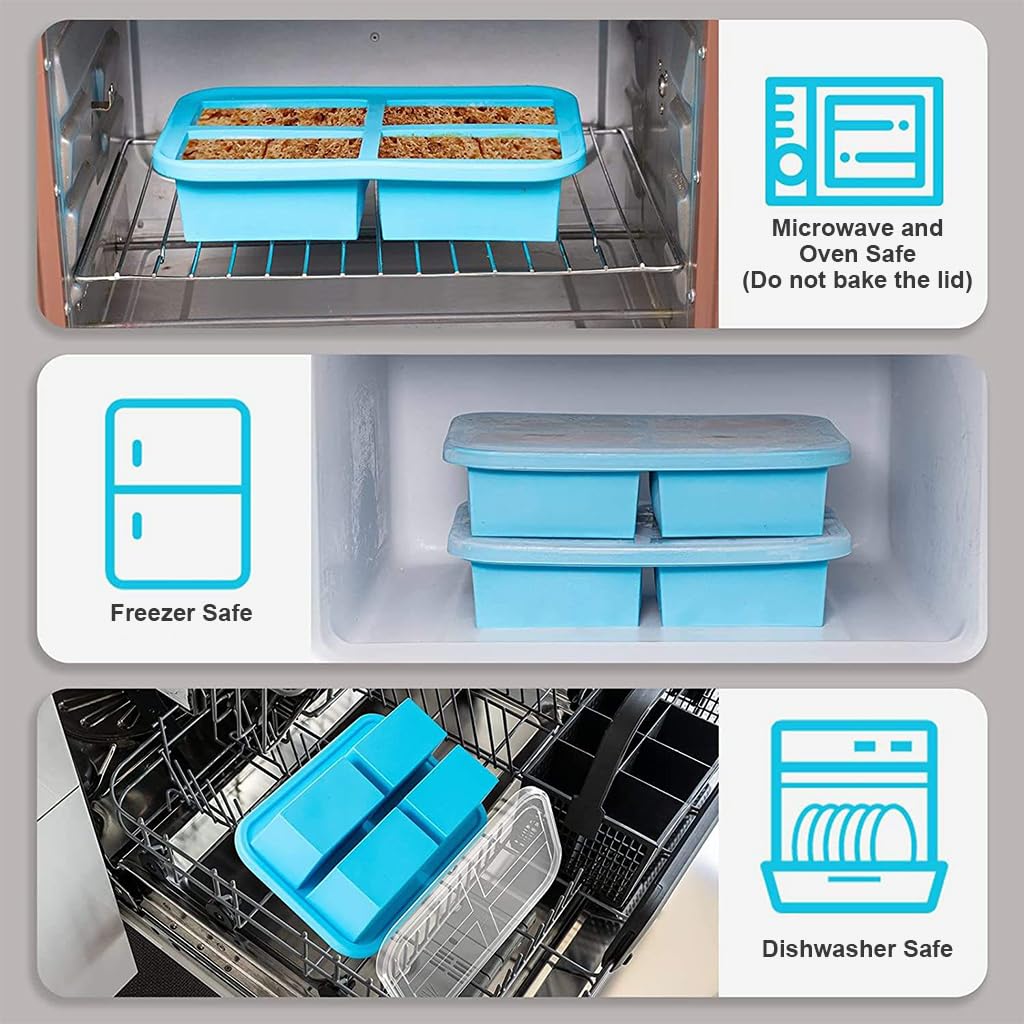 Supvox® Silicone Freezer Trays With Lid - Silicone Soup Freezer Molds, Soup Freezer Containers For Freezing