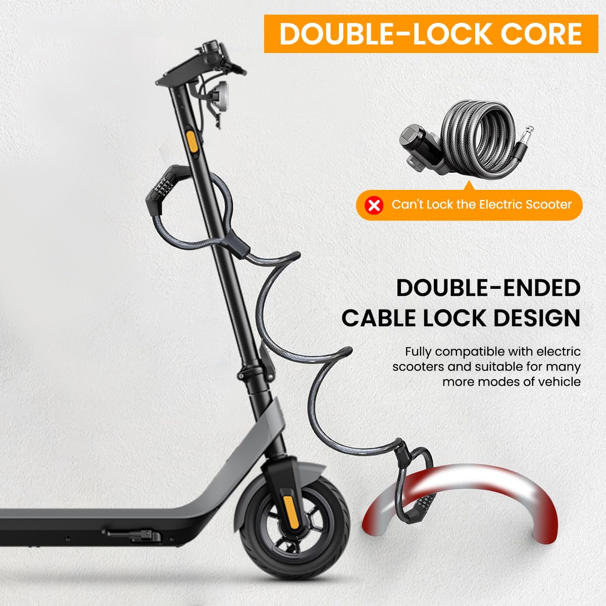 STHIRA Cycle Lock for Bike and Scooter with 41 in Braided Steel Cable featuring 4 Digit Combo