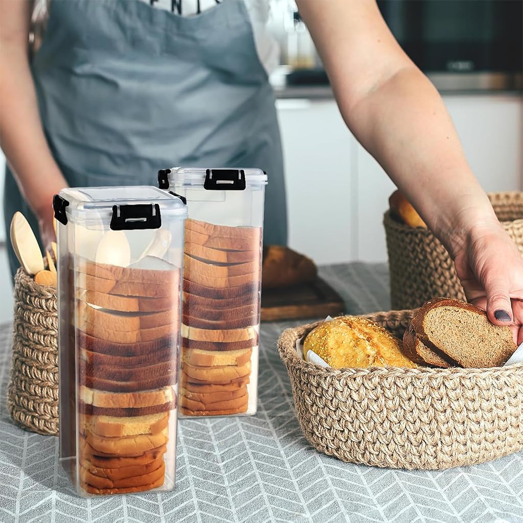 Supvox Sliced Toast Fresh Box with Pull Out Tray and Airtight Lid 34x14x14cm Clear PP | Versatile Kitchen Food Storage