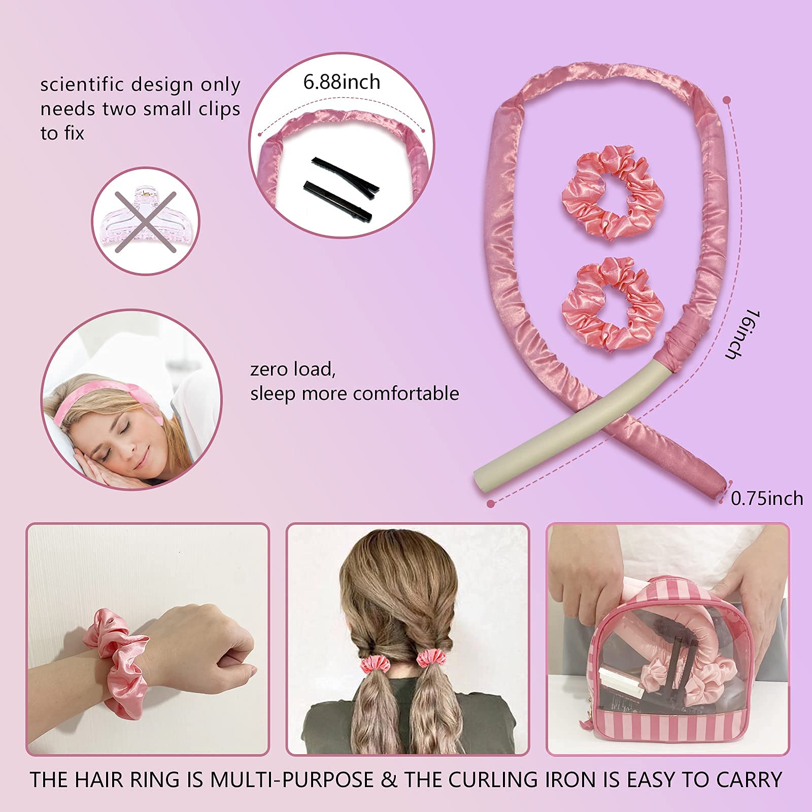 HASTHIP Hair Curlers for Women Long Hair with Soft Cotton Headband | Heatless Sleep Styling Tool