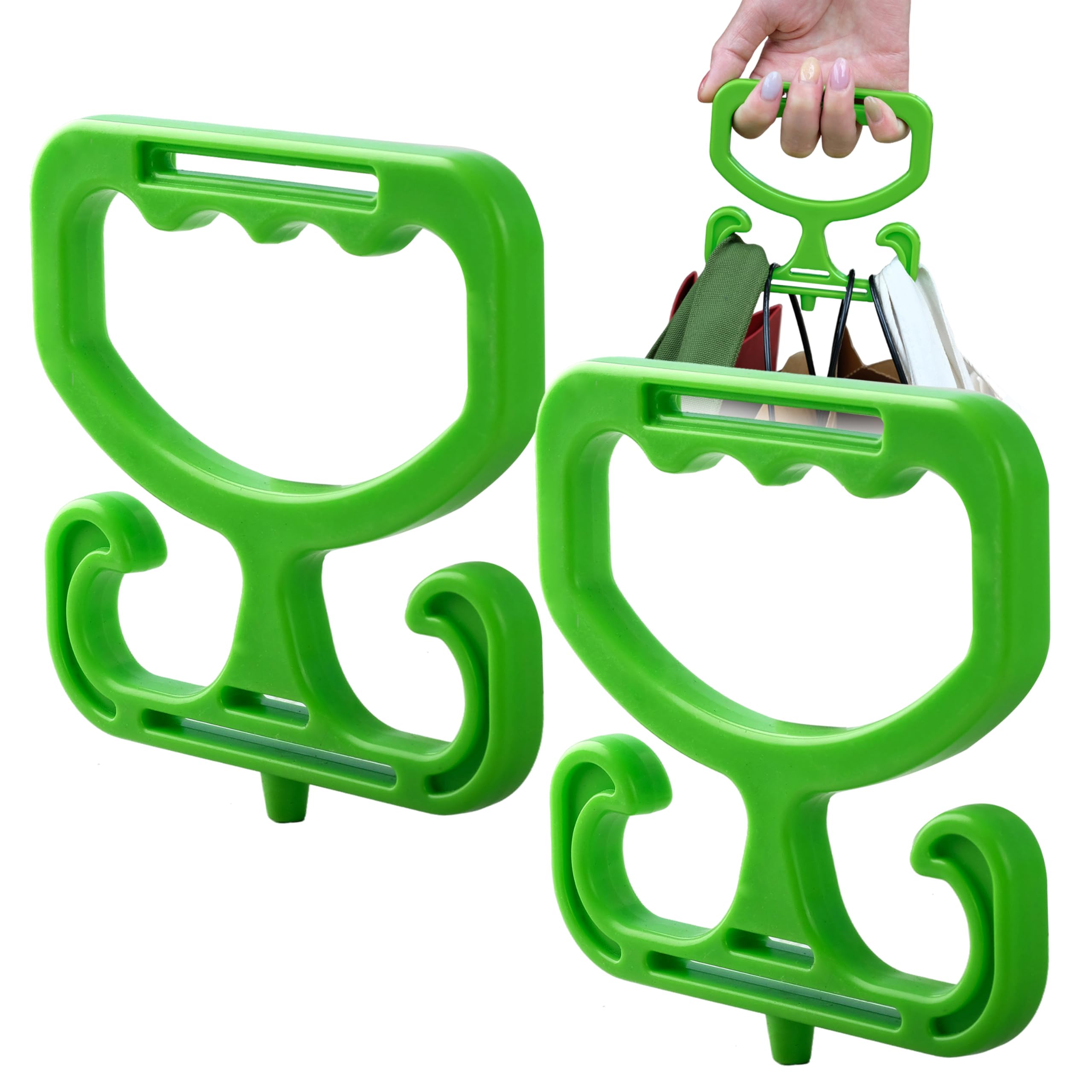 HASTHIP® Carry Bags Carrier Handle - 2 Pack Heavy Duty Holder for Shopping, Buckets & More | Comfortable Grip, Holds 100lbs – Reusable & Easy to Carry-Green