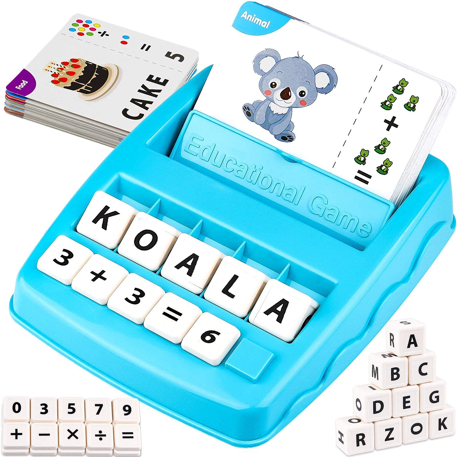 PATPAT® Spelling and Brain Games for Kids with Flash Cards,2 in 1 Matching Letter and Number Games for Boys and Girls Sight Words Recognition Kindergarten Teaching Tools Preschool 3-8 Years Old