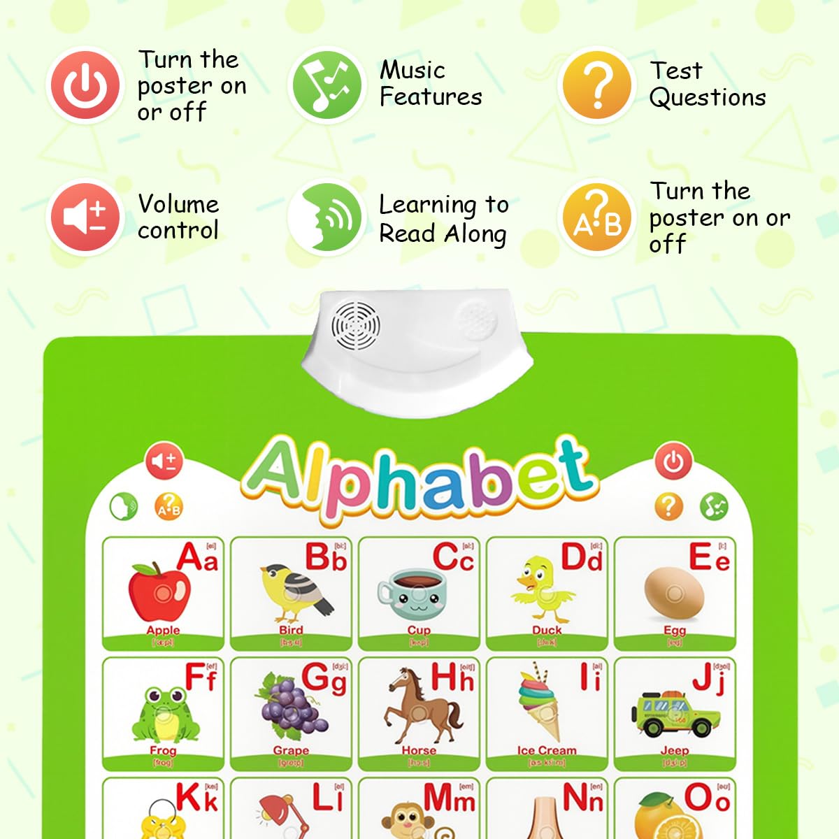 PATPAT Intelligent Book for Kids with Audio Alphabet Learning 41x55.5 cm | Green Chart for Toddlers