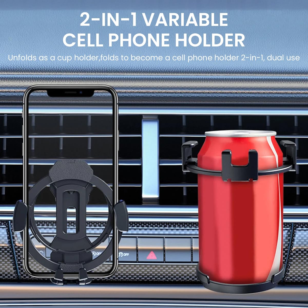 STHIRA 2 in 1 Car Mobile Holder for Air Vent with 75mm Cup Slot & Screw Tightening | Fits 4.7–7 in Phones