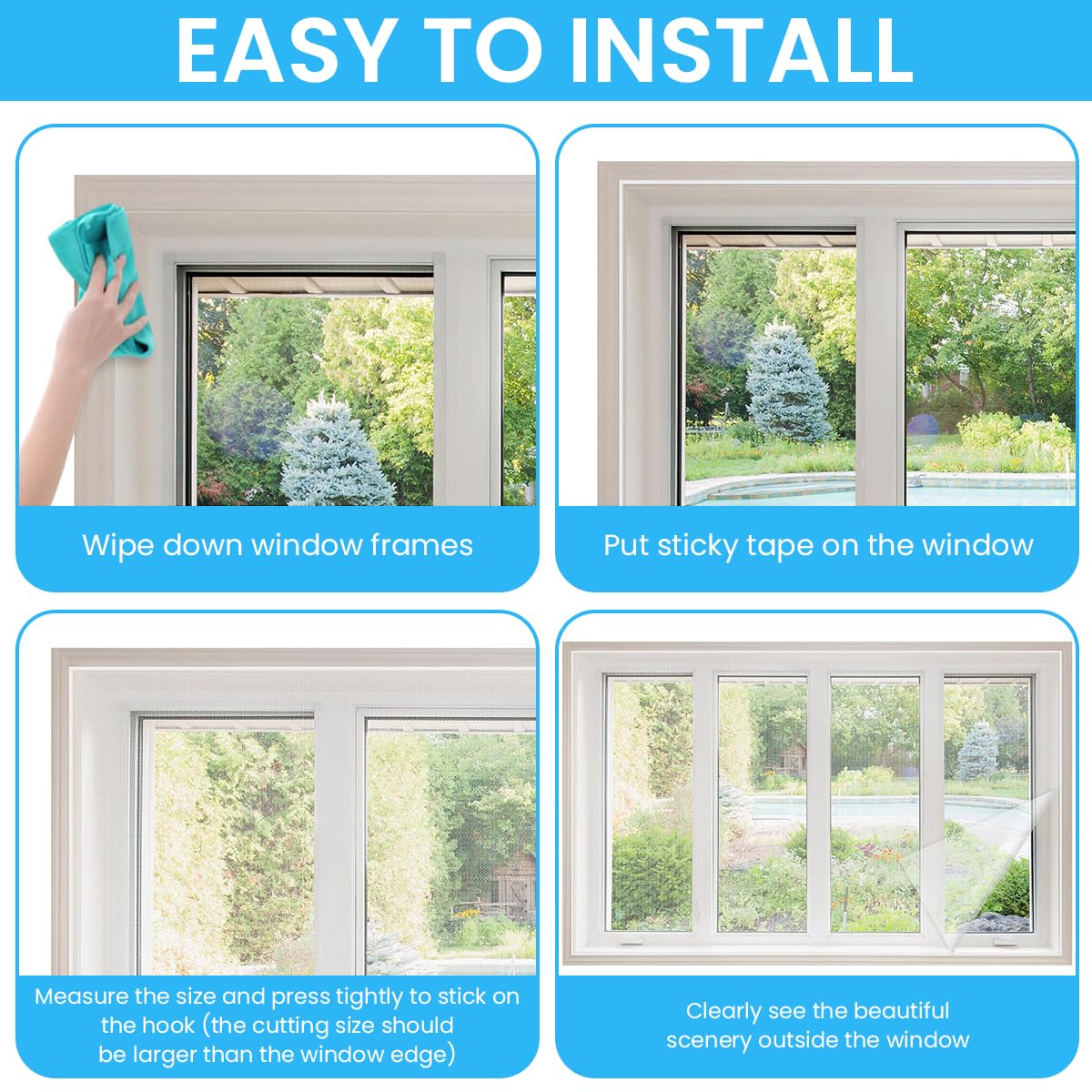 HASTHIP Nylon Window Screen Mesh for Insect Protection featuring Self Adhesive Design | Cuttable 1.5x2m White Net for Windows and Doors