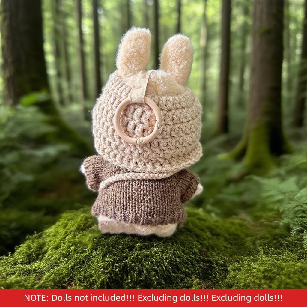 PATPAT Clothes for 17cm Dolls featuring 3 Piece Crochet Knit Outfit with Hat and Bag | Cute Dress Up Accessories