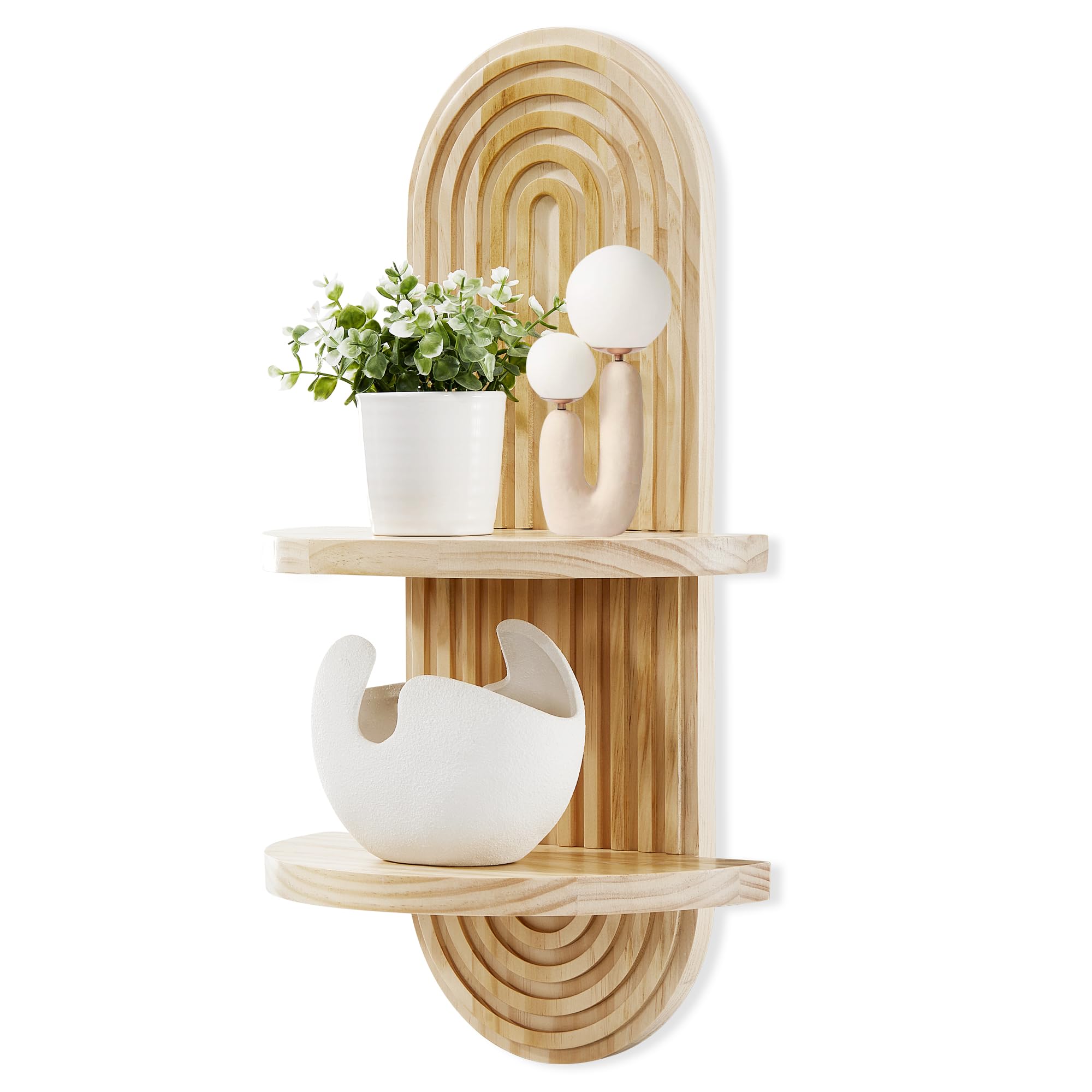 HASTHIP® Arched Wood Floating Shelf Mid Century Mordern Decor Rainbow Design for Living Room Bathroom Display