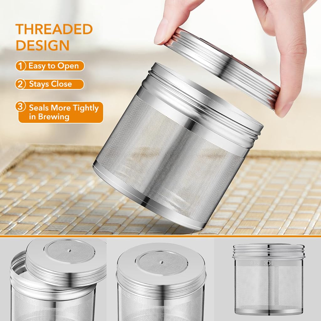 Supvox Tea Infuser for Loose Leaf and Herbal Tea 3 inch with Lid and Lifting Chain Stainless Steel