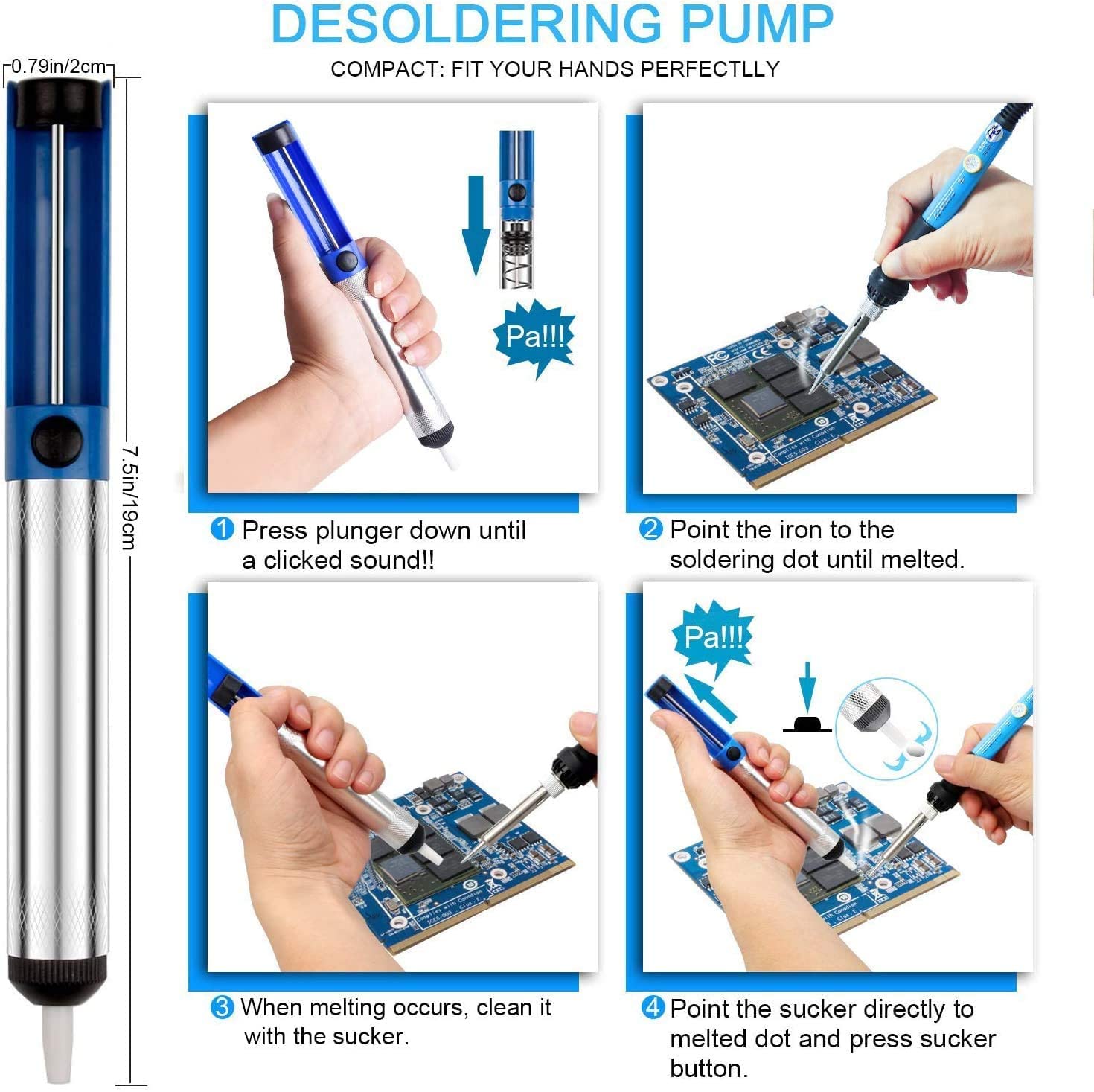 HASTHIP oldering Iron Kit Electric Soldering Iron Set 60W 220V Adjustable Temperature Soldering Machine with 5pcs Different Soldering Tips, Desoldering Pump, Soldering Iron Stand, Tweezers, 15PCS