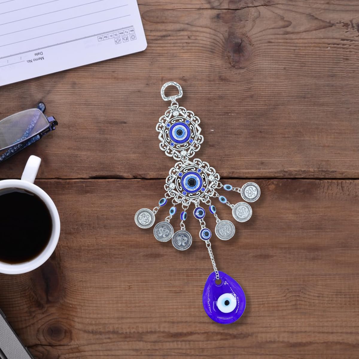 MAYCREATE® Evil Eye Hanging for Home Om Nazar Battu for Home Protection, Good Luck and Prosperity, Amulet Wall Hanging Home Decor Protection Blessing Housewarming Birthday Gift