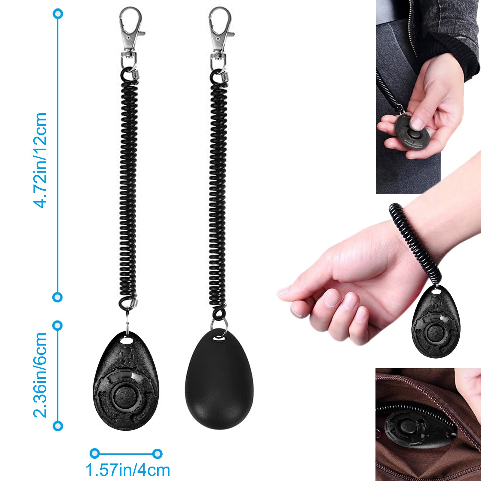 ELEPHANTBOAT Dog Training Clicker Set for Behavioral Training with Wrist Strap 6×4×1.7cm | ABS Material