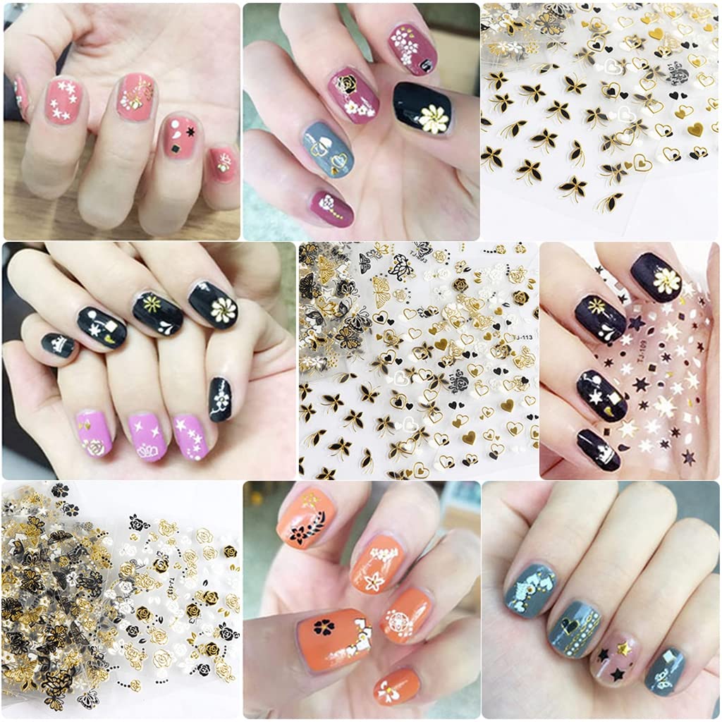 MAYCREATE 3D Nail Art Stickers for DIY Nail Design with Self Adhesive Sheets | 30 Sheets