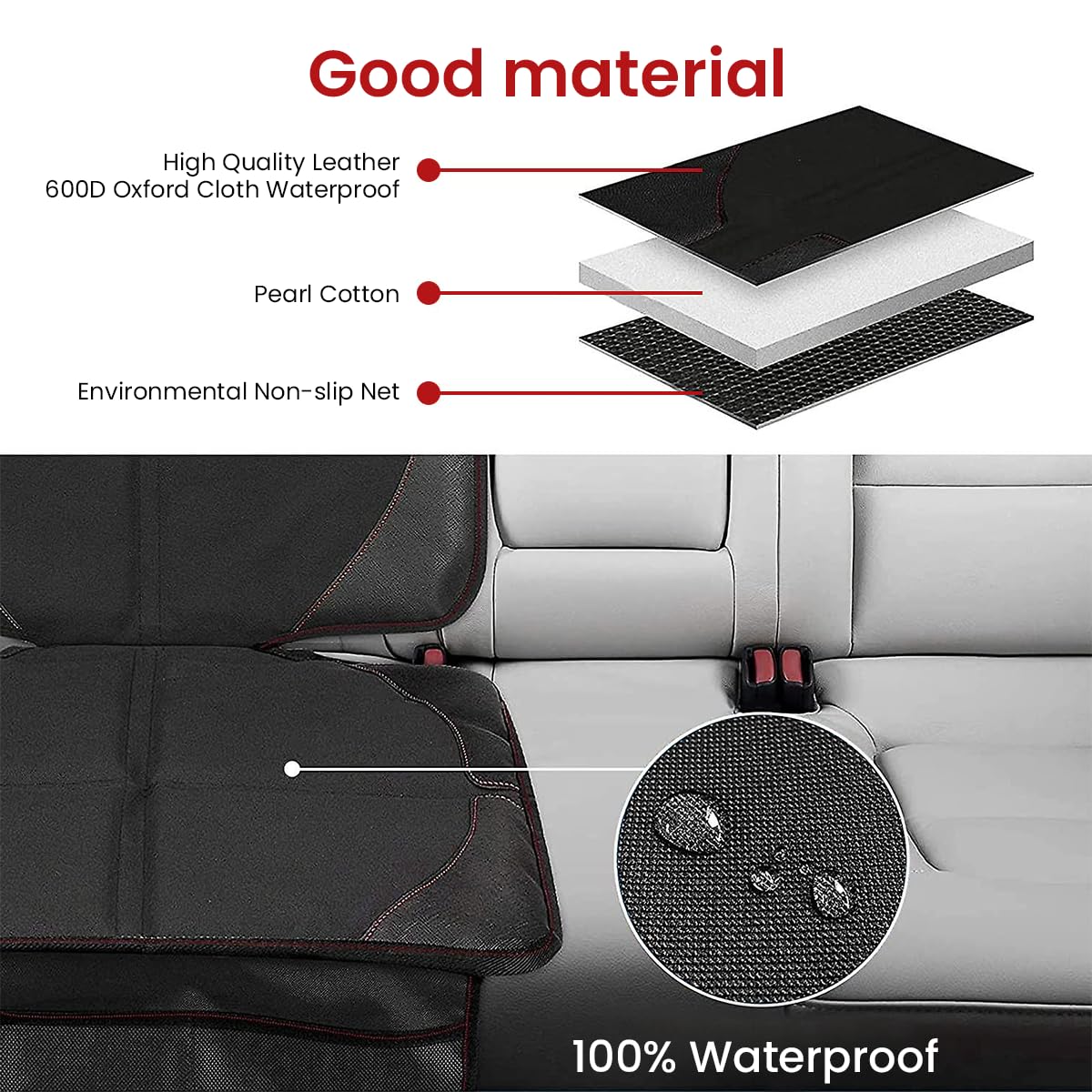 STHIRA® Car Seat Protector, Car Seat Protector for Baby Carseat Anti Slip Car Seat Mat for Baby Carseat Prevent Car Seat Wear Waterproof Car Seat Protective Mat Under Baby Carseat with Storage Pouches