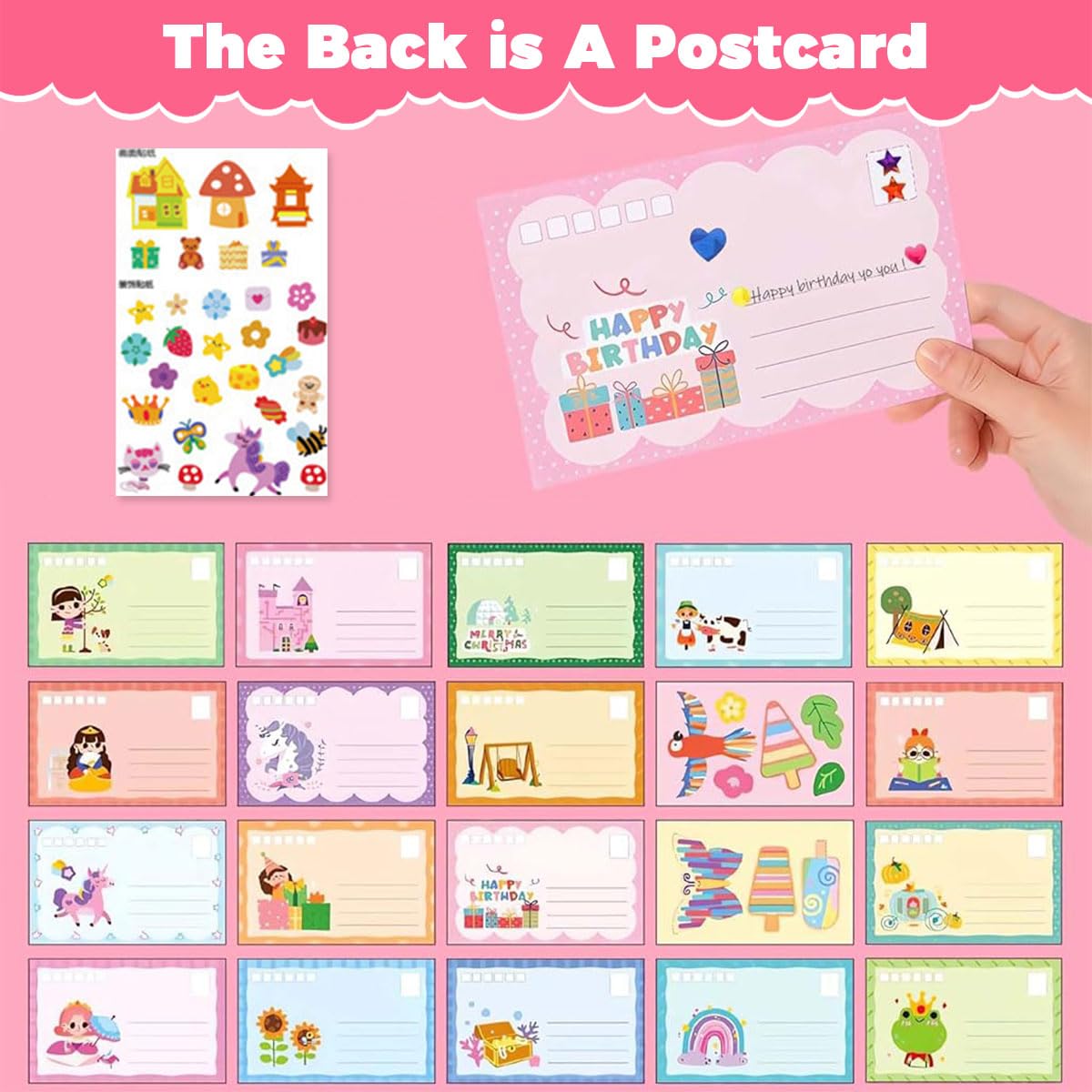 PATPAT DIY Rainbow Scratch Paint Art Kit for Party Fun with 20 Sheets and Dot Squeegee | Includes Stickers and Postcard Backs