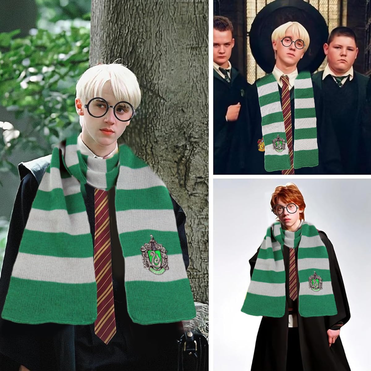 PATPAT Knit Neck Scarf for Cosplay and Winter Wear featuring 170 cm Striped Design in Green