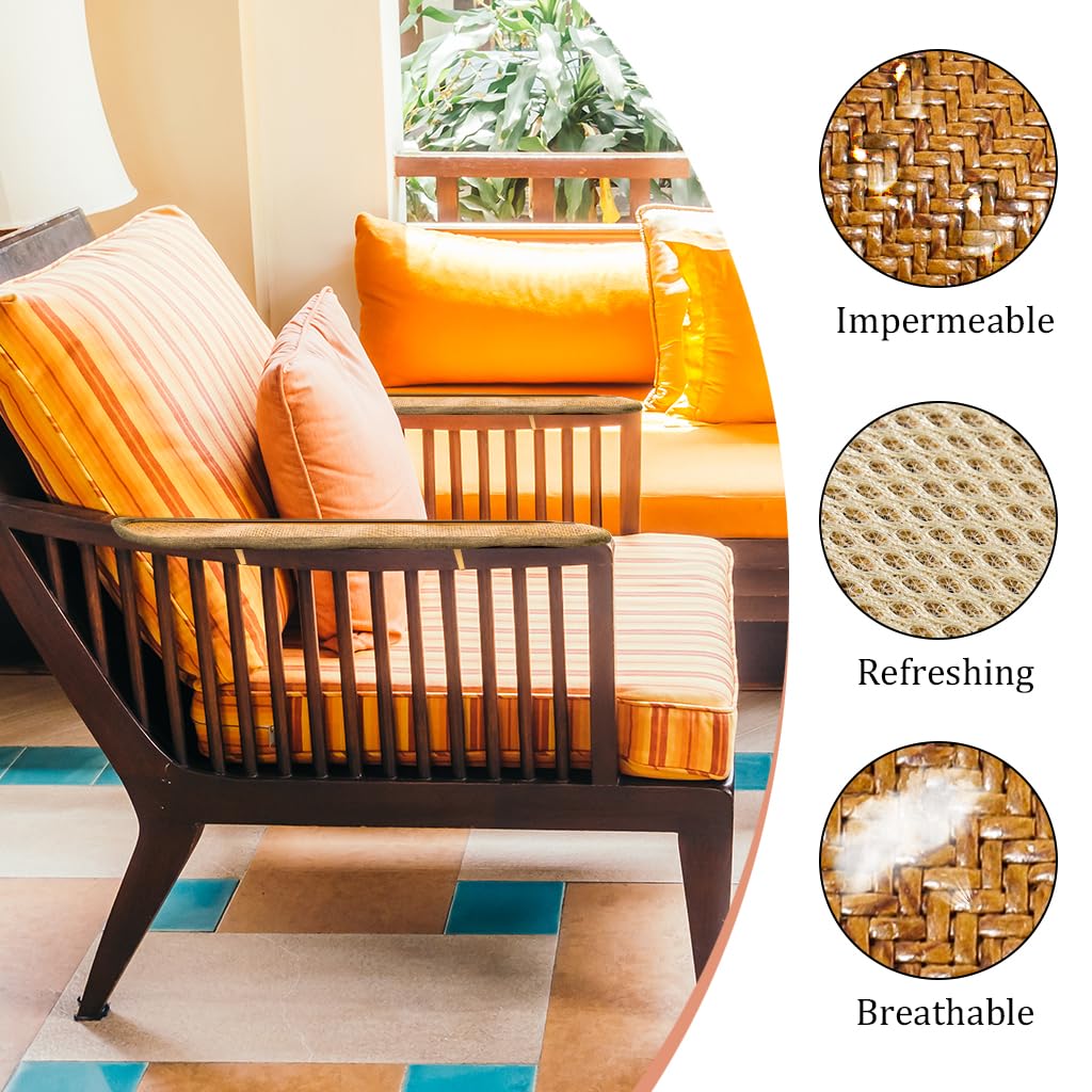 HASTHIP Office Chair Armrest Covers 10x45cm with Tie Up Design Natural Rattan for Summer Comfort | Rustic Dust Protection