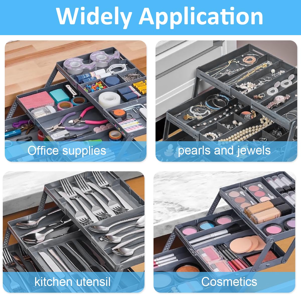 HASTHIP Desk Organizer Case for Home and Office with 3 Tier Stackable Compartments | ABS Storage Box