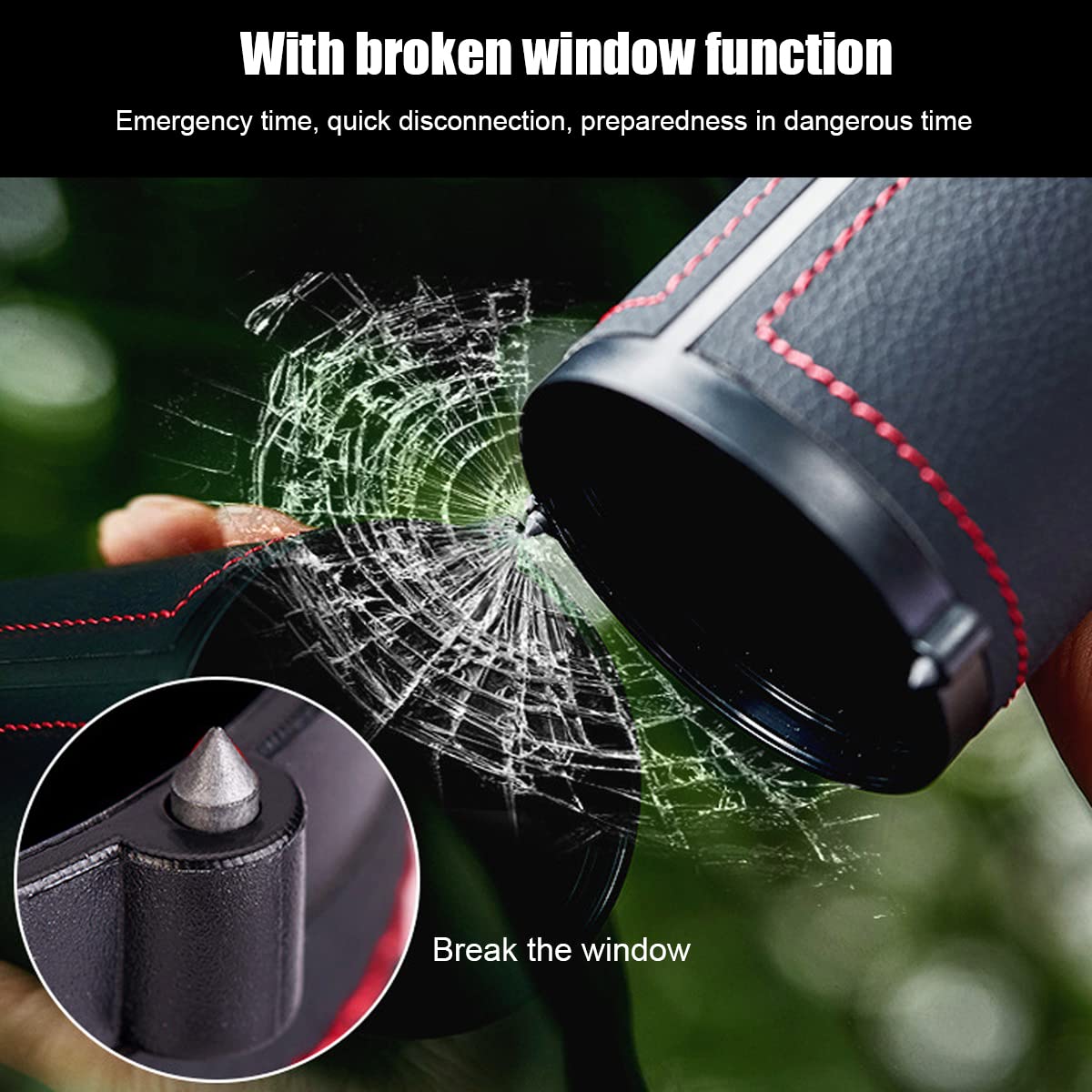 HASTHIP Car Tissue Paper Holder for Cup Holder Use featuring 2.6 in Diameter and Hidden Glass Breaker | PU Leather Cylinder Box for Car Office