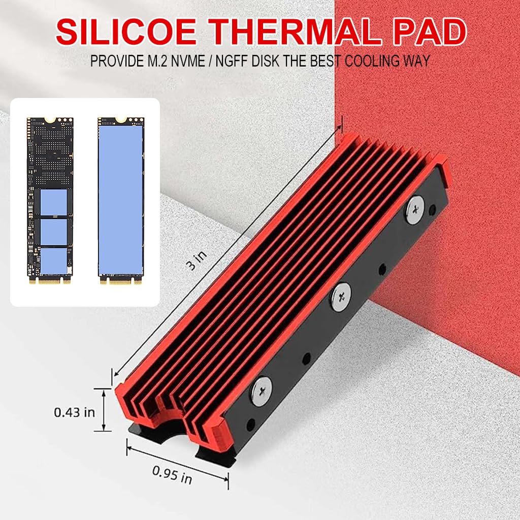 ZORBES® M.2 SSD Heatsink, Aluminum M.2 2280 SSD Heatsink with Thermal Silicone Pad for PC / PS5 M.2 PCIE NVMe SSD or M.2 SATA SSD, Black