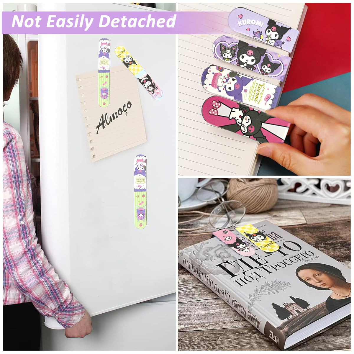 Climberty Magnetic Bookmarks 6 Pcs for Reading with Strong Grip and Tear Resistant Design | Cute Kuromi Gift for Students