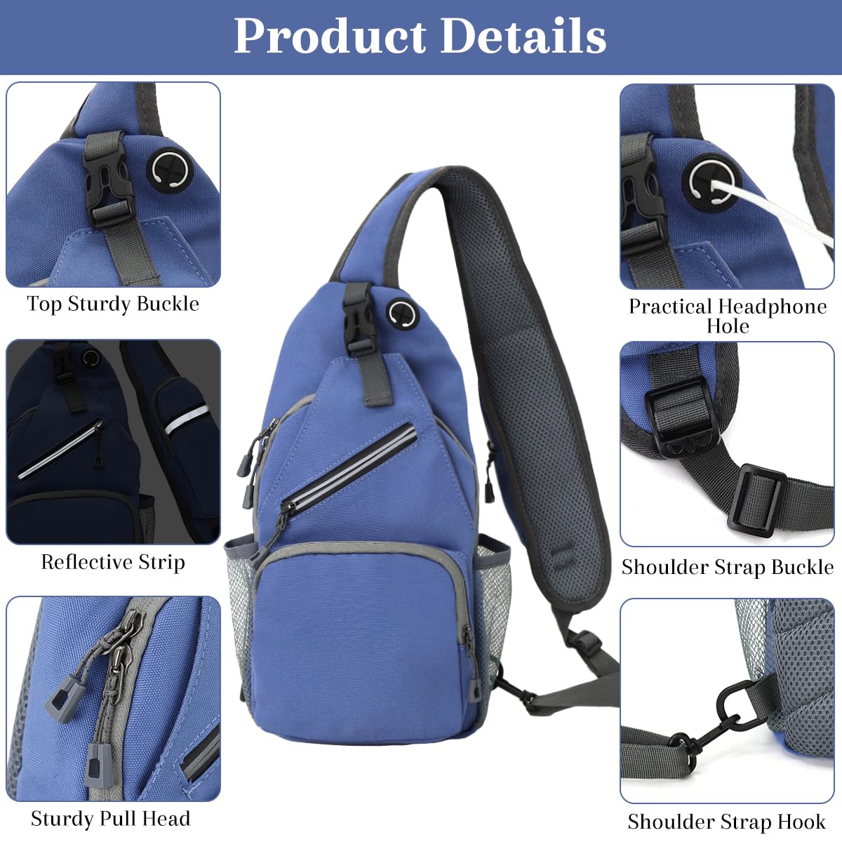 GUSTAVE Sling Bag for Men featuring Multi Pocket Design with Zipper Phone Pouch | Compact Travel Shoulder Bag for Work and Hiking